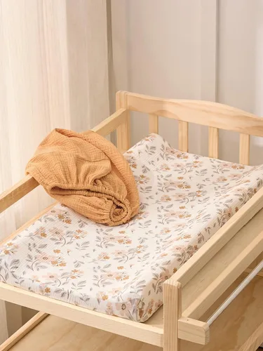 Miniatura 4 de TILLYOU Funda de muselina para cambiador de pañales para bebés, niñas y niños, de algodón suave y transpirable, 2 unidades (flor amarilla)