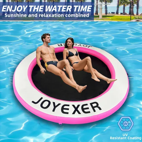 Miniatura 3 de Round Floating Ring, 8FT Inflatable Water Hammock Lake Floats for Adults, Inflatable Floating Dock Platform for Lake, Beach, Ocean Verde menta