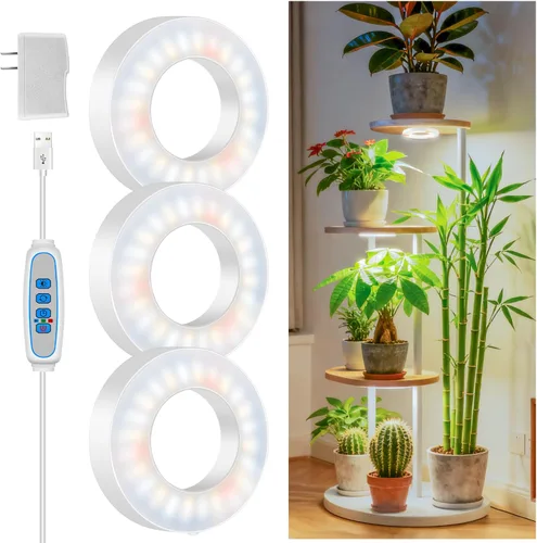 Miniatura 9 de Kullsinss Luces de cultivo de techo de 6 pulgadas para plantas de interior, 168 LED de espectro completo, lámpara de cultivo de plantas Halo debajo