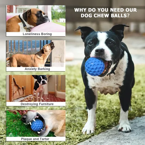 Miniatura 4 de Pelotas chirriantes para perros, juguetes indestructibles para perros masticadores agresivos de razas grandes/medianas, juguetes interactivos