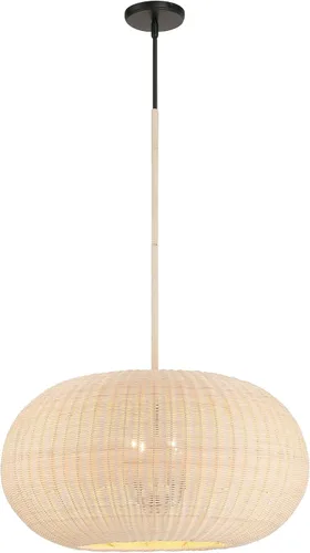 Miniatura 5 de Minka Lavery Modjeska 3546-66A Lámpara colgante de ratán natural, 4 luces 240 vatios totales, 13 pulgadas de alto x 24 pulgadas de ancho, carbón