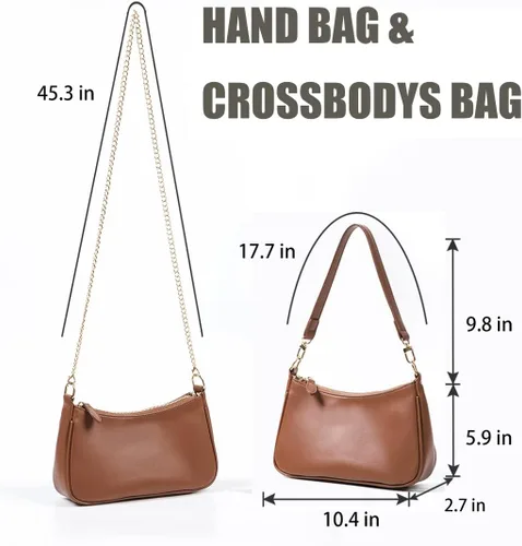 Miniatura 43 de VODIU Bolsos de mano con 2 correas extraíbles y cierre de cremallera, bolsos cruzados, bolso de hombro para mujer