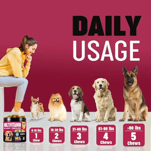 Miniatura 5 de Multivitaminas masticables con probióticos para perros, vitaminas y suplementos para perros, 140 golosinas, multivitamínico para perros mayores