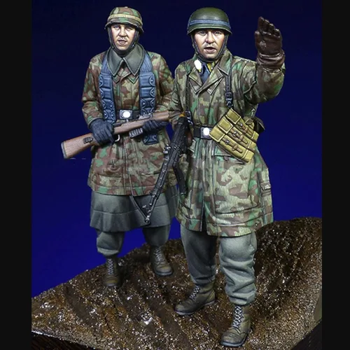Goodmoel Figuras de resina de soldado alemán de la Segunda Guerra Mundial 1/35 (2 personas), kit en miniatura de soldado sin montar y sin pintar,