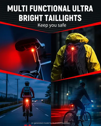 Miniatura 7 de DARKBEAM Luz trasera inteligente para bicicleta, con sensor de freno/luz, recargable USB-C, IP64 impermeable, 5 modos de luz, luz trasera