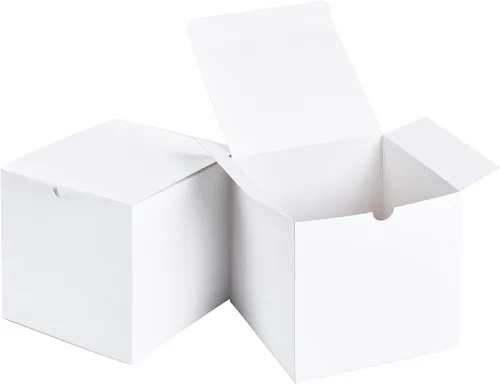 Miniatura 9 de SHIPKEY 10 cajas de regalo blancas con tapas, cajas de regalo cuadradas duraderas de 5 x 5 x 5 pulgadas, caja de regalo para bodas, Navidad