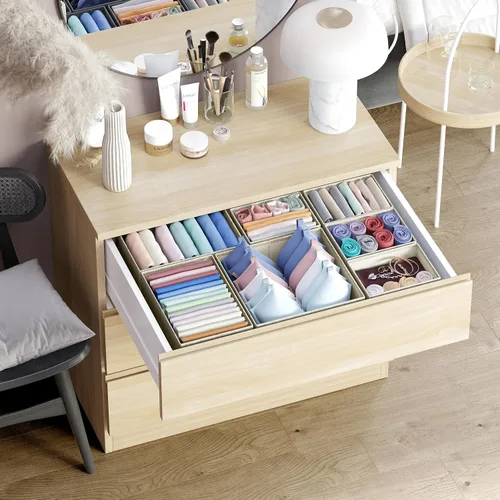 Miniatura 2 de Organizador de Cajones para Ropa Juego de 12 Beige - Organizador de Cómoda Para Guardería, Dormitorio, Armario - Los Organizadores Perfectos de Ropa