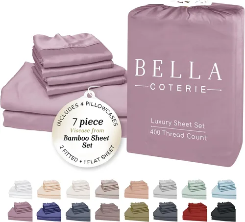 Miniatura 93 de Bella Coterie - Juego de sábanas de lujo de viscosa de bambú para cama tamaño split king 2 sábanas ajustadas para camas Sleep Number y camas 06