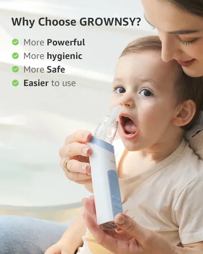 Miniatura 5 de GROWNSY Aspirador nasal para bebé, aspirador eléctrico de nariz para bebé, chupón de nariz para bebé, limpiador automático de nariz con 3 puntas