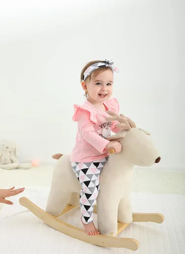Miniatura 6 de Conjunto de 3 piezas de ropa de bebé niña de manga larga con letras pantalones casuales y diadema