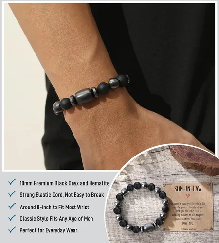 Miniatura 5 de Pulseras hechas a mano para hombres, regalos geniales para él, novio, marido, papá, hijo, abuelo, nieto, hermano, relleno de calcetines de Navidad