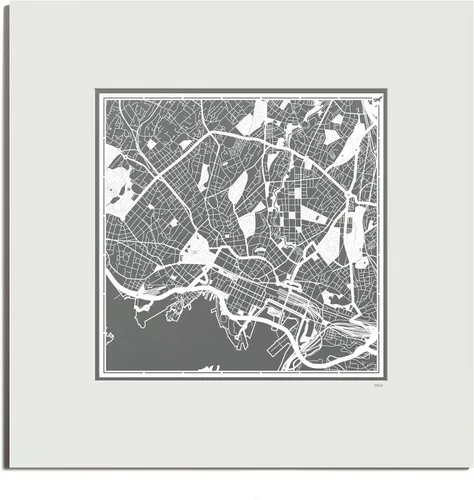 Miniatura 136 de O3 Design Studio Mapa de corte de papel Madrid negro mate de 20 x 20 pulgadas