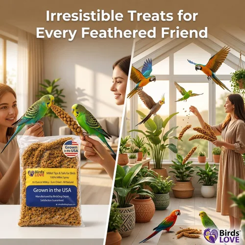Miniatura 8 de Birds LOVE Puntas y Colas de Mijo para Aves - Periquitos, Cacatúas, Periquitos, Pinzones, Cotorras, Canarios, Cacatúas - Mijo Natural y Saludable