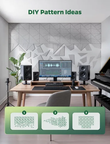 Miniatura 2 de Paquete de 18 paneles acústicos absorbentes de sonido para pared, hogar, oficina, Gary Cut-line Decorativo reducción de sonido, azulejos de techo