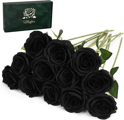 Miniatura 10 de Waipfaru 20 rosas blancas falsas de aliento de bebé, flores artificiales a granel, rosa blanca de seda con tallos largos para ramo de boda, jarrón