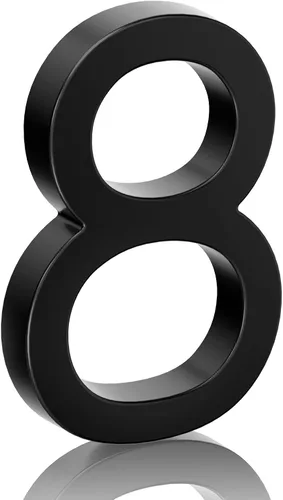 Miniatura 24 de Número de casa flotante de acero inoxidable de 5 pulgadas, números de casa modernos de metal antioxidante con kits de clavos para puerta, jardín
