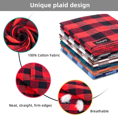 Miniatura 3 de Bandana para Perro Otoño Pequeño-Naranja Marrón Bufanda para Perro Estampado Buffalo Plaid Babero Ajustable Pañuelo Accesorios para Perros Pequeños