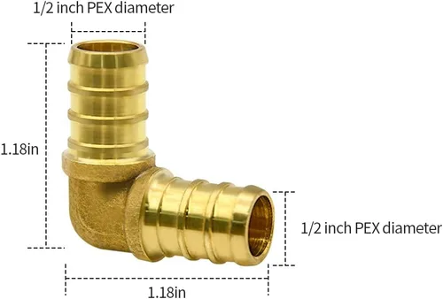 Miniatura 3 de Paquete de 10 accesorios de codo PEX de 1/2 pulgada, accesorios de latón para tubería PEX