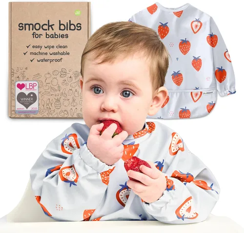 Miniatura 16 de Baberos impermeables para comer (niño o niña de 6 a 24 meses) – Babero de manga larga para bebé destete 02 - Picnic de Ositos de Peluche (1 Pack)
