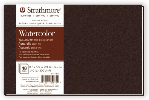 Miniatura 3 de Strathmore Libro de arte de papel de acuarela serie 400, cubierta marrón mate, blanco natural, encuadernado, 24 hojas, 5.5 x 8.5 pulgadas
