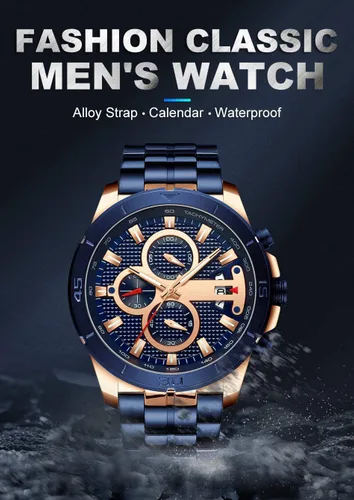 Miniatura 3 de FANMIS Reloj de pulsera de cuarzo analógico de acero inoxidable impermeable para hombre