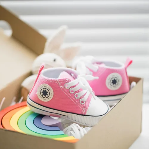Miniatura 4 de KIDSUN - Zapatos deportivos unisex de caña alta para bebés, mezclilla de lona, suela antideslizante, suaves, para los primeros pasos