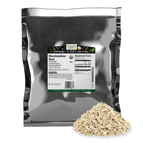 Frontier Co-op Hierba orgánica de raíz de malvavisco, cortada y tamizada, para té de raíz de malvavisco, polvo, cápsulas y más, Kosher | 16 onzas