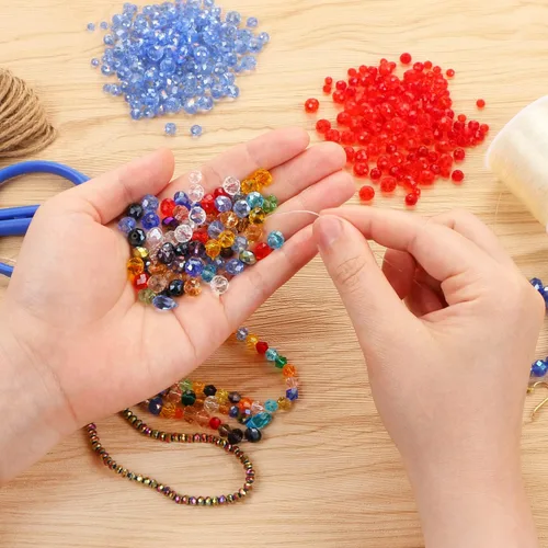 Miniatura 7 de 560 cuentas de cristal facetadas Rondelle, en caja, cuentas espaciadoras para manualidades de bricolaje, 0.236/0.315 pulgadas (colorido)