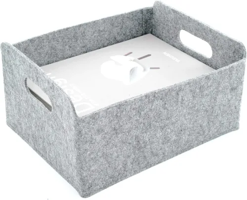 Miniatura 17 de Welaxy Cestas de almacenamiento plegables de fieltro, cubos de almacenamiento para estantes, caja de fieltro para niños, juguetes, revistas, libros