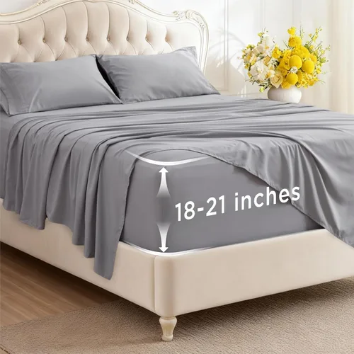 Miniatura 34 de Bedsure Juego de Sábanas King de Bolsillo Profundo - Se Adapta a Colchones de Hasta 21 Pulgadas de Grosor - 4 Piezas Sábanas de Cama GentleSoft