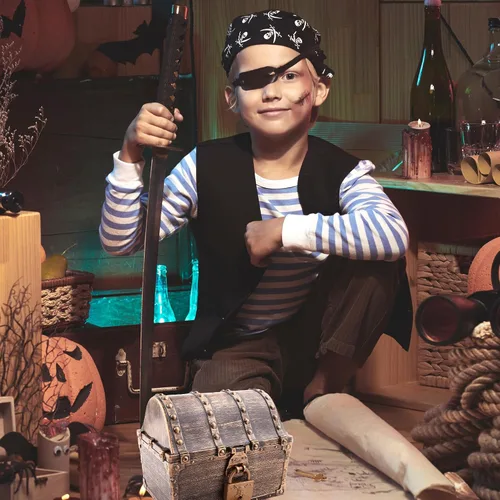 Miniatura 6 de Lingway Toys Cofre del Tesoro Pirata Grande para Niños Favorito del Maestro Caja de Almacenamiento de Colección de Tesoros con 2