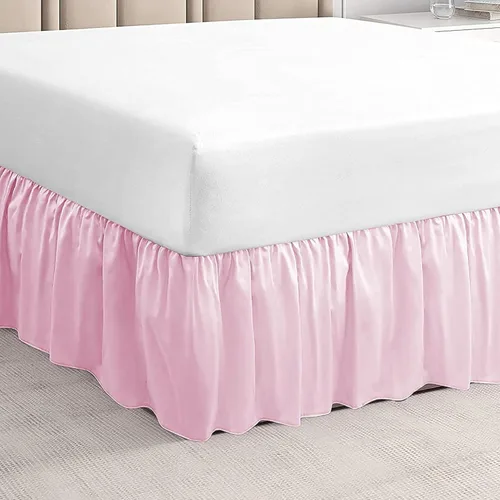 Miniatura 8 de Falda de cama individual negra para falda de cama con volantes con caída de 16 pulgadas, tela de tres lados ajustable con volantes suaves y sedosos