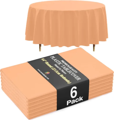Miniatura 22 de Exquisite 66% Thicker Premium Aqua Round Tablecloth 0.5 Mil 6 Pack Plastic Table Cloth Disposable 84 Inch Round Plastic Tablecloth Won't Tear Easily