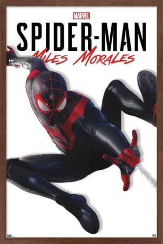 Miniatura 9 de Trends International Marvel Comics - Póster de pared de la serie Miles Morales, 22.4 pulgadas de largo x 14.7 pulgadas, versión enmarcada de madera