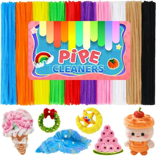 Miniatura 7 de IOOLEEM Limpiadores de tubería negros, tallos de chenilla para manualidades DIY y decoraciones de fiesta, suministros para arte y manualidades.