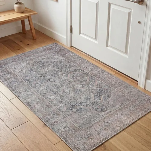 Miniatura 107 de Kuden Alfombra pequeña de 2 x 3, lavable a máquina, parte trasera antideslizante, estilo vintage, suave, pelo bajo, alfombras de área para entrada