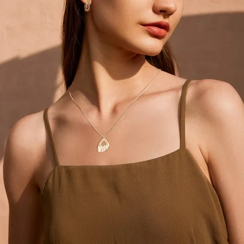 Miniatura 4 de Valloey Rover - Collar de plata de ley chapada en oro de 14 quilates con dije circular con pequeños puntos de circonia cúbica, regalo de joyería
