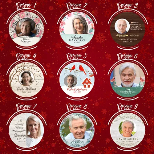 Miniatura 3 de In Loving Memory, Adorno conmemorativo de Navidad personalizado con foto, nombre y fecha, sube fotos e imágenes - 7 diseños, adornos conmemorativos