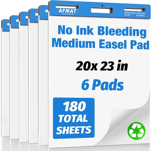 AFMAT Almohadillas adhesivas de caballete, 20 x 23 pulgadas, papel de caballete para profesores, papel de caballete resistente a la decoloración de