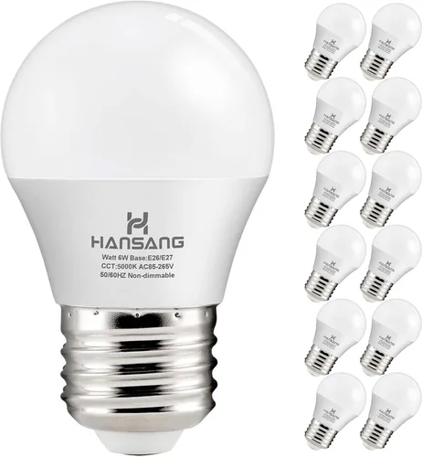 Miniatura 12 de Bombilla LED E26, luz blanca cálida de 2700 K, bombillas pequeñas equivalentes a 60 W, bombilla E26 para ventilador de techo, forma A15, 600 lm 120