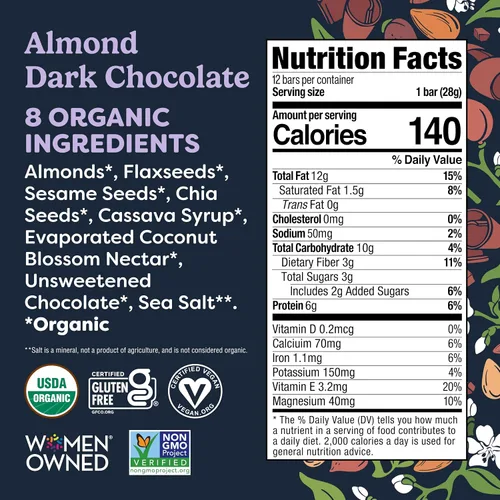 Miniatura 2 de Tosi Barras de nueces, almendra y arándano, aperitivos saludables para adultos y niños, barras crujientes a base de plantas (6 G de proteína)