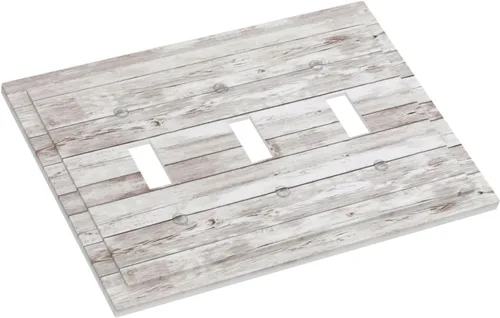 Miniatura 840 de Placa Decorativa de Pared de Granja Rústica con Cuerno de Madera para Puerta de Granero 1 Banda Duplex Cubiertas de Toma Eléctrica Soltera