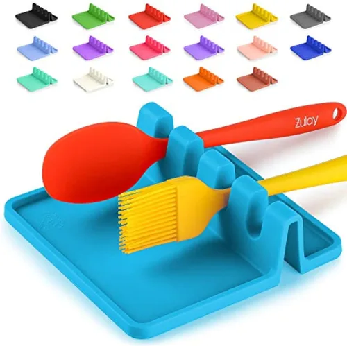 Miniatura 23 de Zulay - Soporte extragrande de silicona con bandeja antigoteo para múltiples utensilios de cocina, reposacucharas resistente al calor y sin BPA