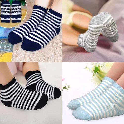 Miniatura 5 de Tphon Calcetines antideslizantes para niños pequeños con agarre, 12 pares de calcetines antideslizantes para niños y niñas de 1 a 7 años