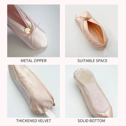Miniatura 5 de Bolsa de maquillaje de viaje personalizada para niñas, bolsa de cosméticos estilo zapato de ballet rosa personalizada, bolsa de maquillaje