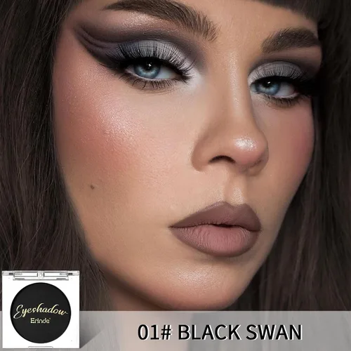 Miniatura 5 de Erinde Sombra de Ojos Negra, Sombra de Ojos Mate en Polvo Compacto, Maquillaje de Párpado de Tono Mate para Mujeres, Alta Pigmentación, Larga 01#