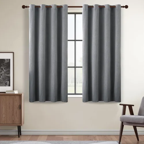 Miniatura 64 de DONREN Cortinas opacas de lino con aislamiento térmico de 52 x 95 pulgadas, cortinas de oscurecimiento de habitación con ojales para dormitorio