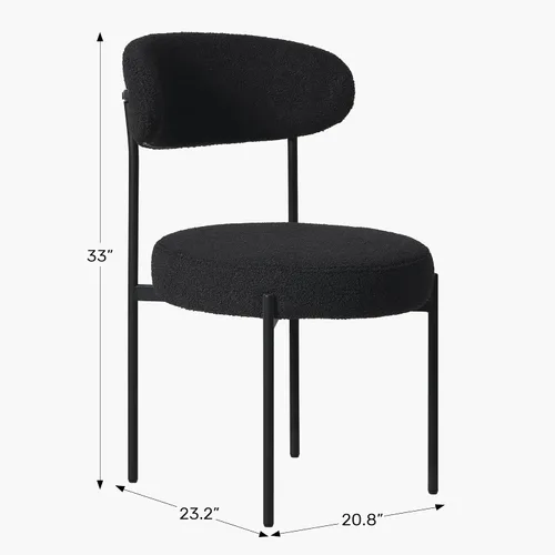 Miniatura 3 de WestinTrends Alexandria Mid-Century - Sillas de comedor redondas tapizadas de sherpa (juego de 2), color gris carbón