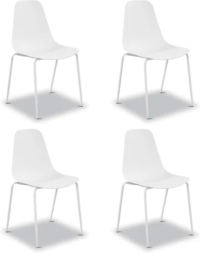 Miniatura 23 de Poly & BARK Isla - Juego de 4 sillas de cocina modernas, sillas de comedor de plástico con patas de metal, montaje rápido, sillas simples de café