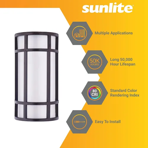 Miniatura 4 de Sunlite 81434 - Lámpara LED estilo misión de 12 pulgadas, aplique de pared de medio cilindro, seleccionable 3 CCT 3000K-5000K, 15 vatios, 800